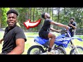 Surprising imdavisss with a dirt bike at amp house gone wrong