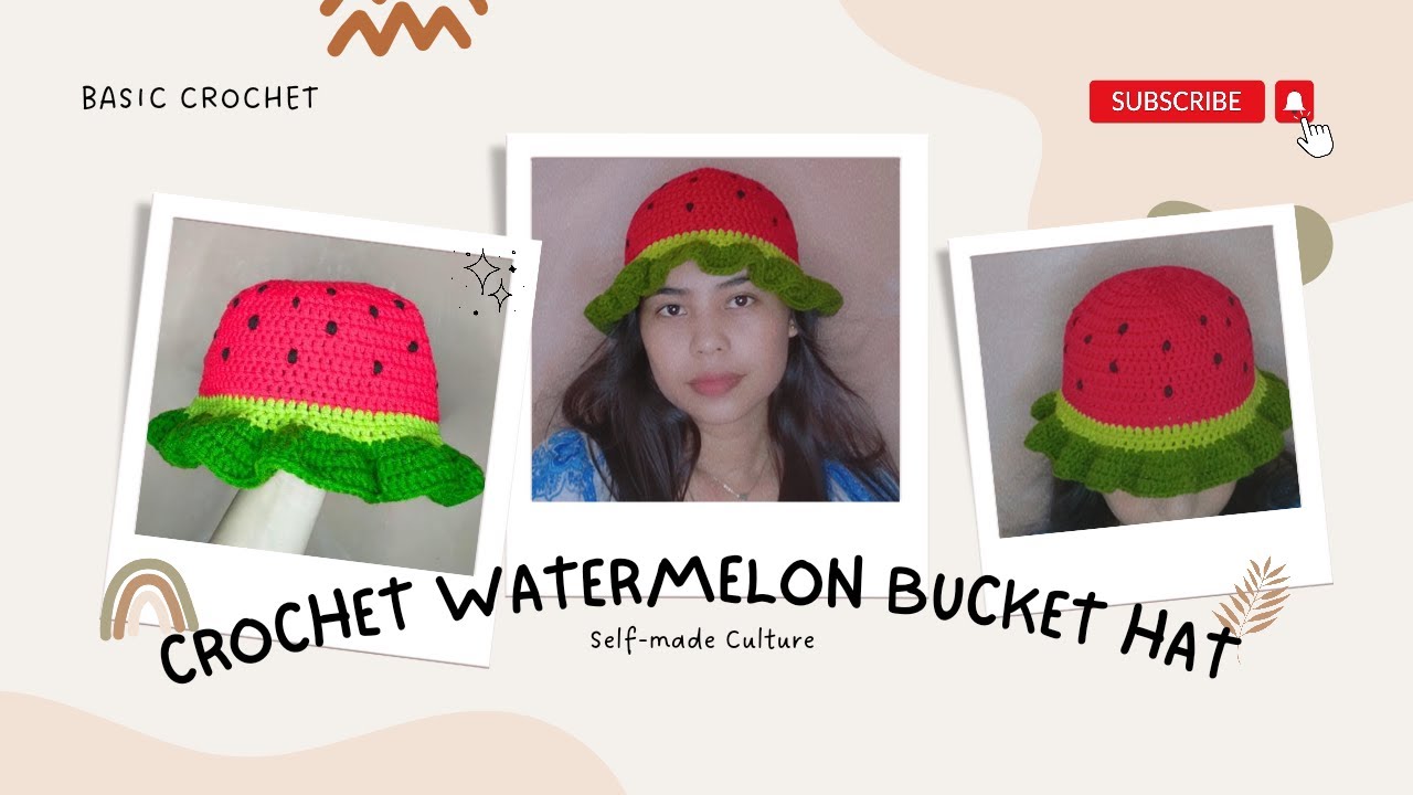 How to Crochet Watermelon Bucket Hat YouTube
