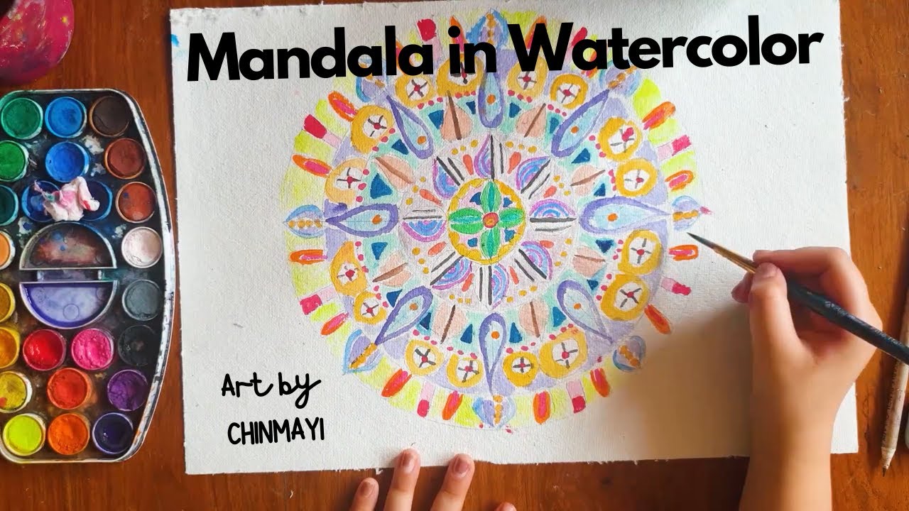 Mandala art beginner. Mandala art design in watercolor. Mandala drawing