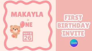 Create a Free First Birthday Invitation using Canva