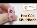 Mẫu Trang Trí Móng Tay Đẹp Hoa Cúc Cọ Tròn