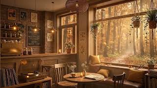 Cozy Autumn Coffee Shop Sounds for Relaxation, Study & Focus | Acoustic Jazz, Wind & Falling Leaves
