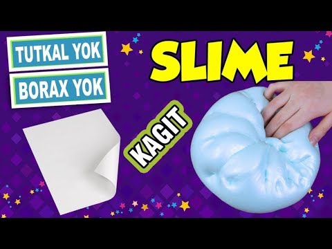 TUTKALSIZ BORAKSSIZ POFUDUK SLIME YAPIMI - SLAYM - Kağıt Slime Nasıl Yapılır -  Kağıt ile Slime