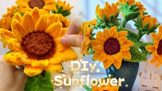 How to make sunflowers with Chenille/教你怎么用扭扭棒制作好看的向日葵