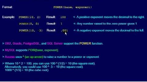 SQL 084 Numeric Scalar, POWER or How do I raise a number to a power?