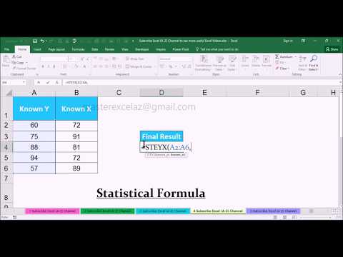 STEYX Statistical Function with Example in MS Office Excel Spreadsheet 2016