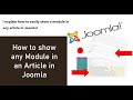 Show any Module in an Article with Joomla