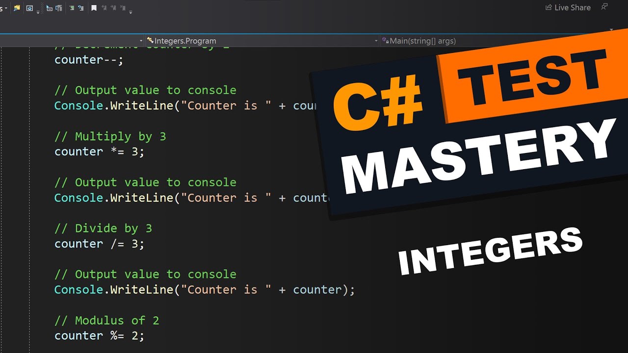 TEST: Integer Variables - C# Mastery Course - YouTube