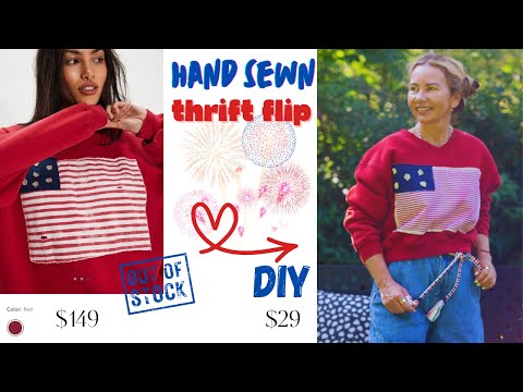 トップス noill remake upcycle sweat I Turned a Thrifted Sweatshirt into a 4th of July Outfit I