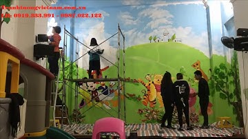Vẽ tranh tường mầm non giá rẻ - Sơn Acrylic cao cấp - Bảo hành 3 năm