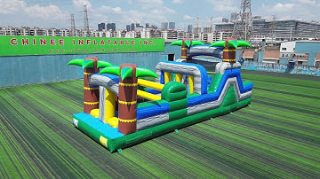 Race to the Finish! Commercial Dual Lane Tropical Obstacle Course🔥 Chinee Inflatables T7-2305
