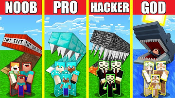 Minecraft Battle: UNDERGROUND TRAP HOUSE BUILD CHALLENGE - NOOB vs PRO vs HACKER vs GOD / Animation