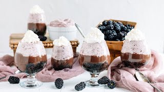 Chocolate Marionberry Mousse Trifles