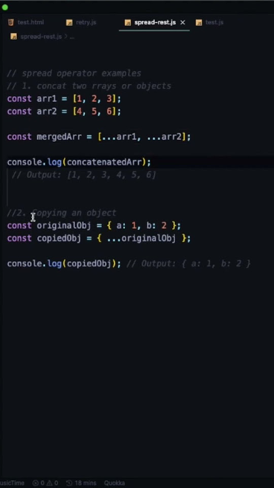 Spread vs Rest Operator in JavaScript shorts short shortvideo 