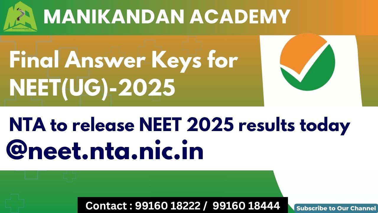 NEET UG 2025 | FINAL Answer Key Out + Result LIVE Today 📢