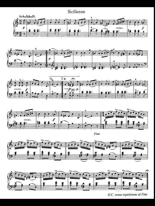 Free Piano Sheet Music – Siciliana Op. 68 No. 11 – Schumann