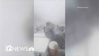 A group of rafters caught in the Grand Canyon during a severe storm