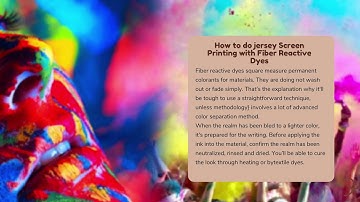 All concerning Fiber Reactive Dyes in jersey Screen Printing