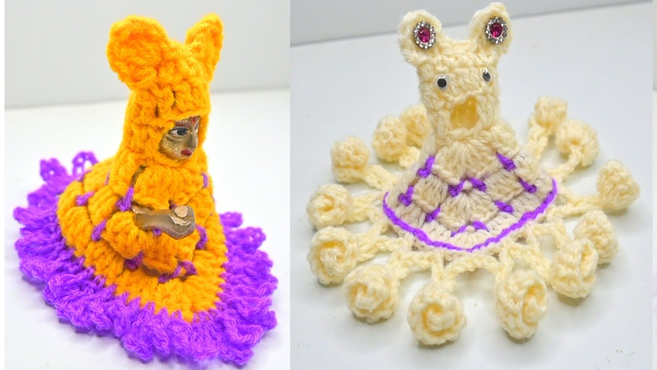 0 no. Laddu gopal winter jacket with cap | 1no. Kanha ji ki poncho hoodie | Crochet Poncho with cap