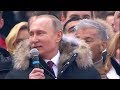 Putin and russian olympic team sing national anthem together