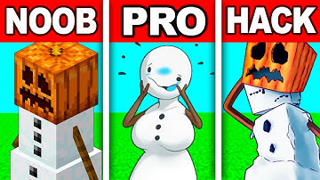 Noob vs Pro vs Hacker! Snow Golem! Pixel Art