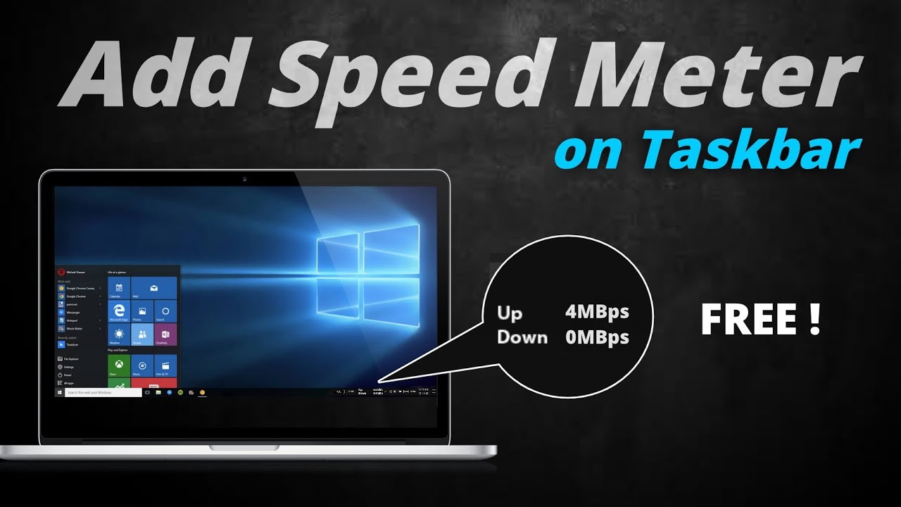 How To Add Internet Speed Meter On Taskbar On Windows 10 PC In Hindi 