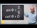 Evaluate the 6 trig functions given a triangle and constraint