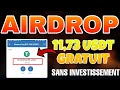 Airdrop gagner gratuitement 1173 dollars sans investissement  preuve de retrait