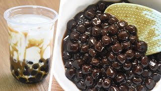 HOMEMADE BOBA PEARL MILK TEA GUNA 4 BAHAN JE TANPA PEWARNA (ASMR) | TAPIOCA PEARL MILK TEA