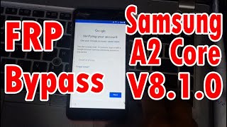 Samsung A2 Core V8 FRP Bypass | SM A260F/G FRP Google Account Unlock Samsung A2 Core FRP Lock Remove