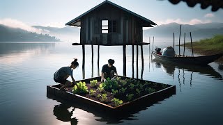 Build A Vegetable Garden In A Homemade Floating Bamboo House, So Pretty#houseboat