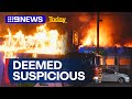 Food shop fire deemed suspicious in Melbourne | 9 News Australia