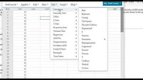 Standard Deviation Using StatCrunch