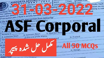 ASF Corporal Solved Paper 31 3 2022||ASF Corporal Complete Paper 31-3-2022 ||ASF Corporal Paper 2022