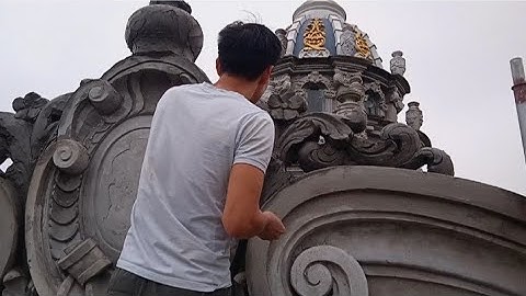 Phù điêu hoa văn mặt tiền đẹp, Đắp vẽ hoa văn, Đạt tay trái