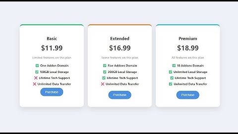 Pricing Table Design using HTML & CSS