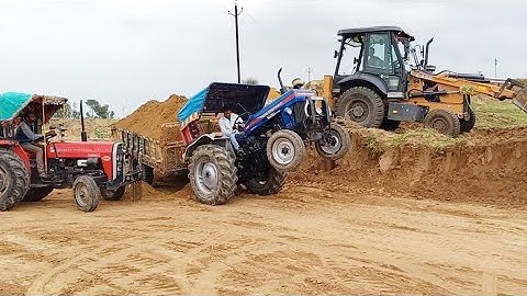 770Ex New Case Loading Mud in Sonalika -35 Powertrac 445 Plus Tractor | ऐसा क्यु किया ट्रोली के साथ