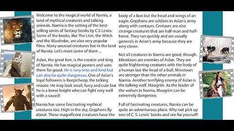 Escape to Narnia (Text) Excel 5 Module 7c