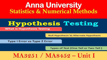 TESTING OF HYPOTHESIS, STATISTICS AND NUMERICAL METHODS UNIT-1, MA3251,MA8391