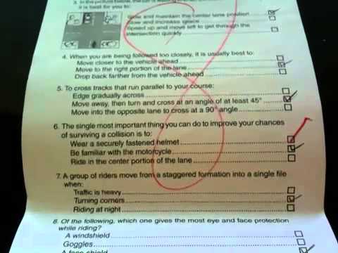 Motorcycle California DMV Written Test # 2 - YouTube