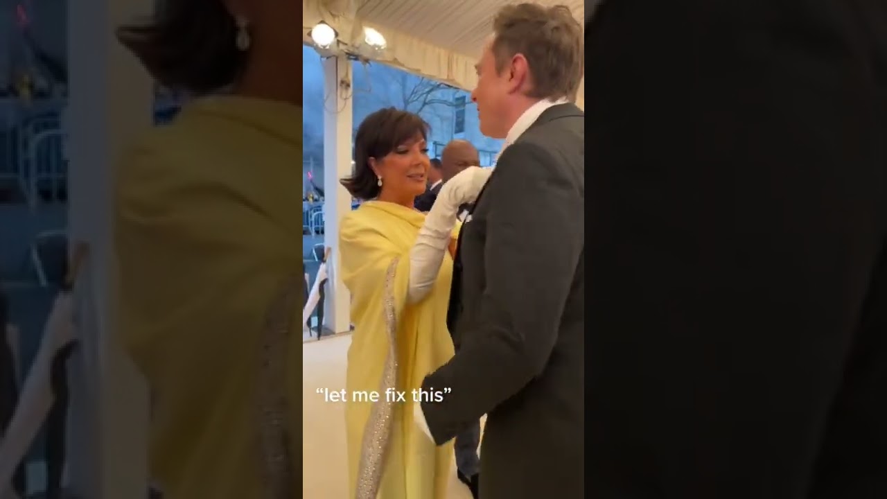⁣Elon Musk receives the mom treatment from Kris Jenner at the Met Gala