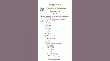 Class 10th Maths Chapter 4 Quadratic Equations Exercise : 4.3  Q : 3 to 5 | New NCERT | CBSE Board