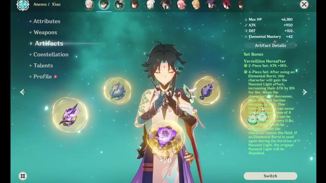 [NO BUFFS] Updated F2P Xiao Build | 4PC Vermillion Hereafter 