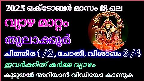 2025 ഒക്ടോബര്‍ 18 ലെ വ്യാഴ മാറ്റം തുലാക്കൂർ. ചിത്തിര 1 /2, ചോതി, വിശാഖം 3 /4 എന്നിവരുടെ ഫലങ്ങള്‍