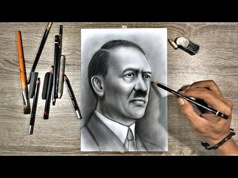 How to draw Step by step Adolf Hitler with Charcoal Pencil and Soft pastel