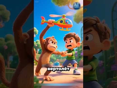 Лучшее видео: ребёнок и обезьяна дерутся за игрушку! 🔥🧸🐒 #youtubeshorts #shortvideo