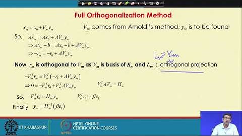 Lecture 45: Iterative methods for solving linear systems using Krylov subspace methods