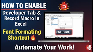 How to Enable Developer Tab & Record Macro in Excel | Font Formatting Shortcut 🔥