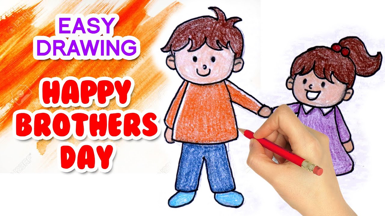Happy brothers day | easy drawing | brother and sister - YouTube