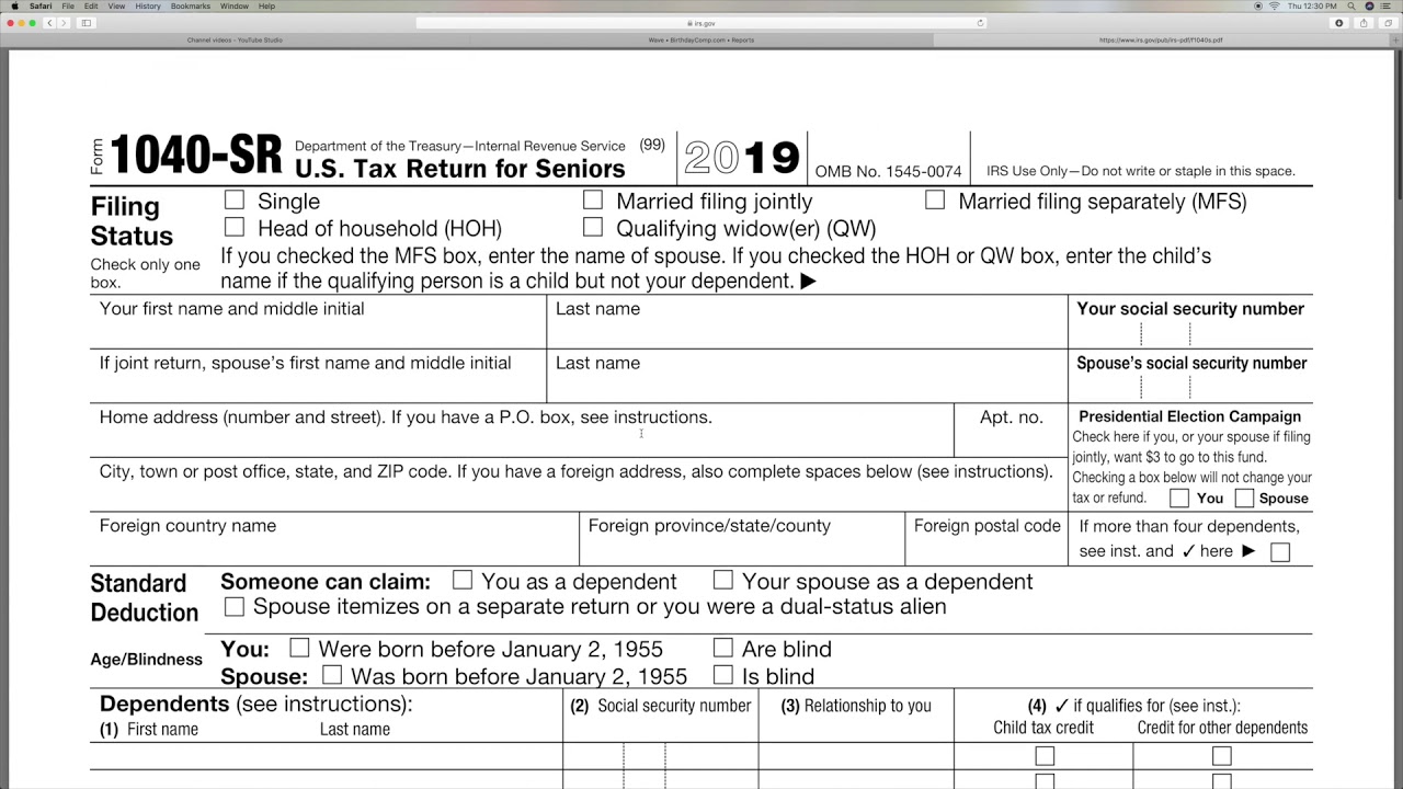 How to find Form 1040 SR Individual Senior Tax return online YouTube